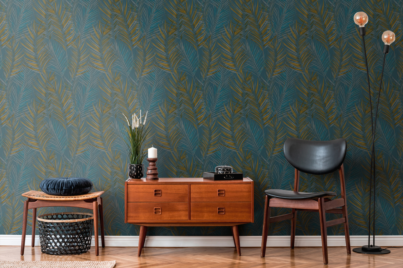 A.S. Creation Vliestapete - blau-gelb - Floral - 10 Meter