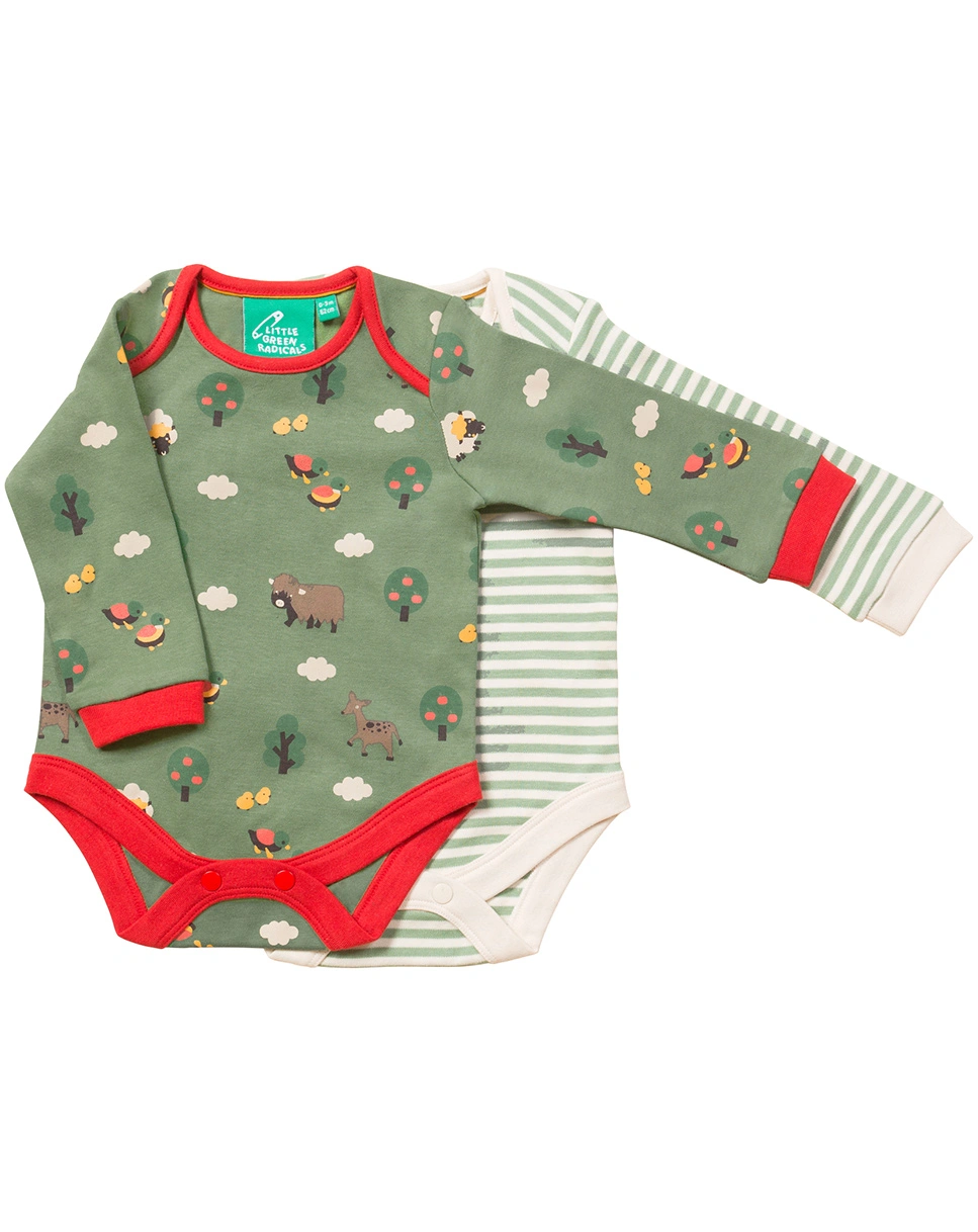 Langarmbody ANIMAL FRIENDS 2er-Pack in grün