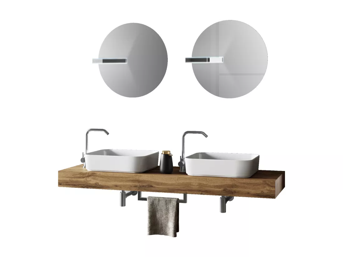 Ensemble de salle de bain double vasque ASTRA chêne miel