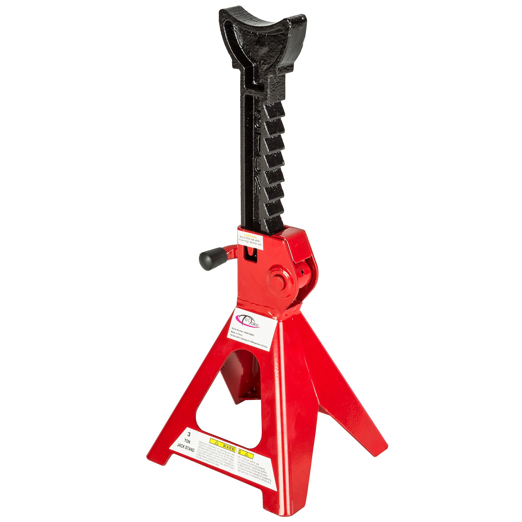 tectake® 2er-Set Unterstellbock, aus Stahl, 9-fach höhenverstellbar 285 - 425 mm, Ratschenmechanismus mit verriegelbarem Einhandhebel