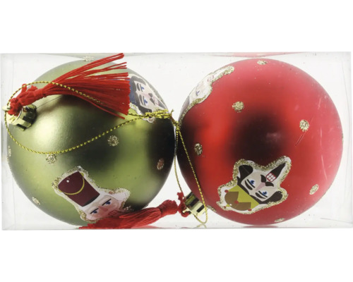 Kunststof kerstboomballen, Ø 8 cm, groen/rood, 27 stuks