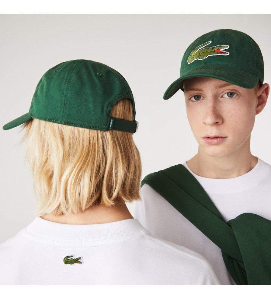 Boné Lacoste ajustável em sarja verde-escura
