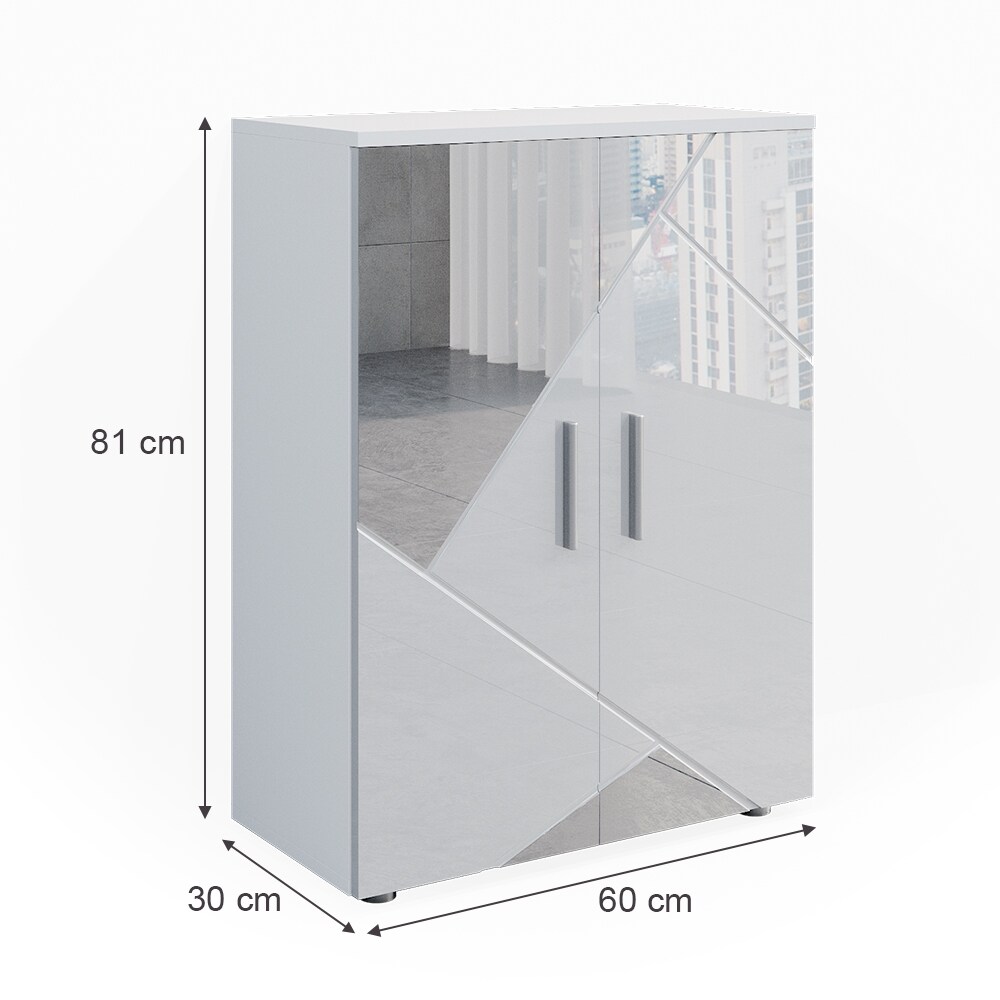 Vicco Spiegelbadschrank Kommode Badezimmermöbel Irma Weiß Hochglanz modern 60x81 cm Badezimmer Schrank Badmöbel Schranktür Schrankfach Ablage Aufbewahrung Dekospiegel