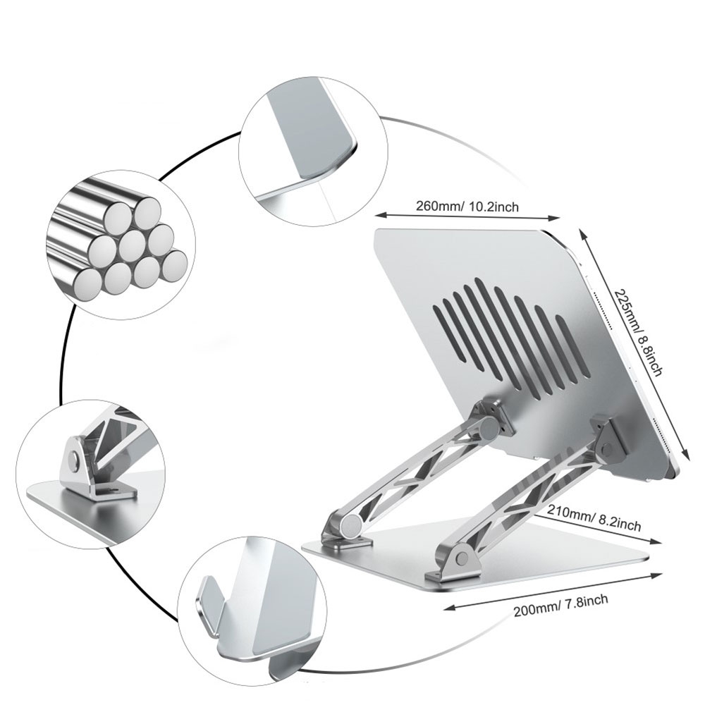 Faltbare Stabile Multi-Winkel Desktop Halterung Alu Ständer für Laptop / MacBook / Tablet (7