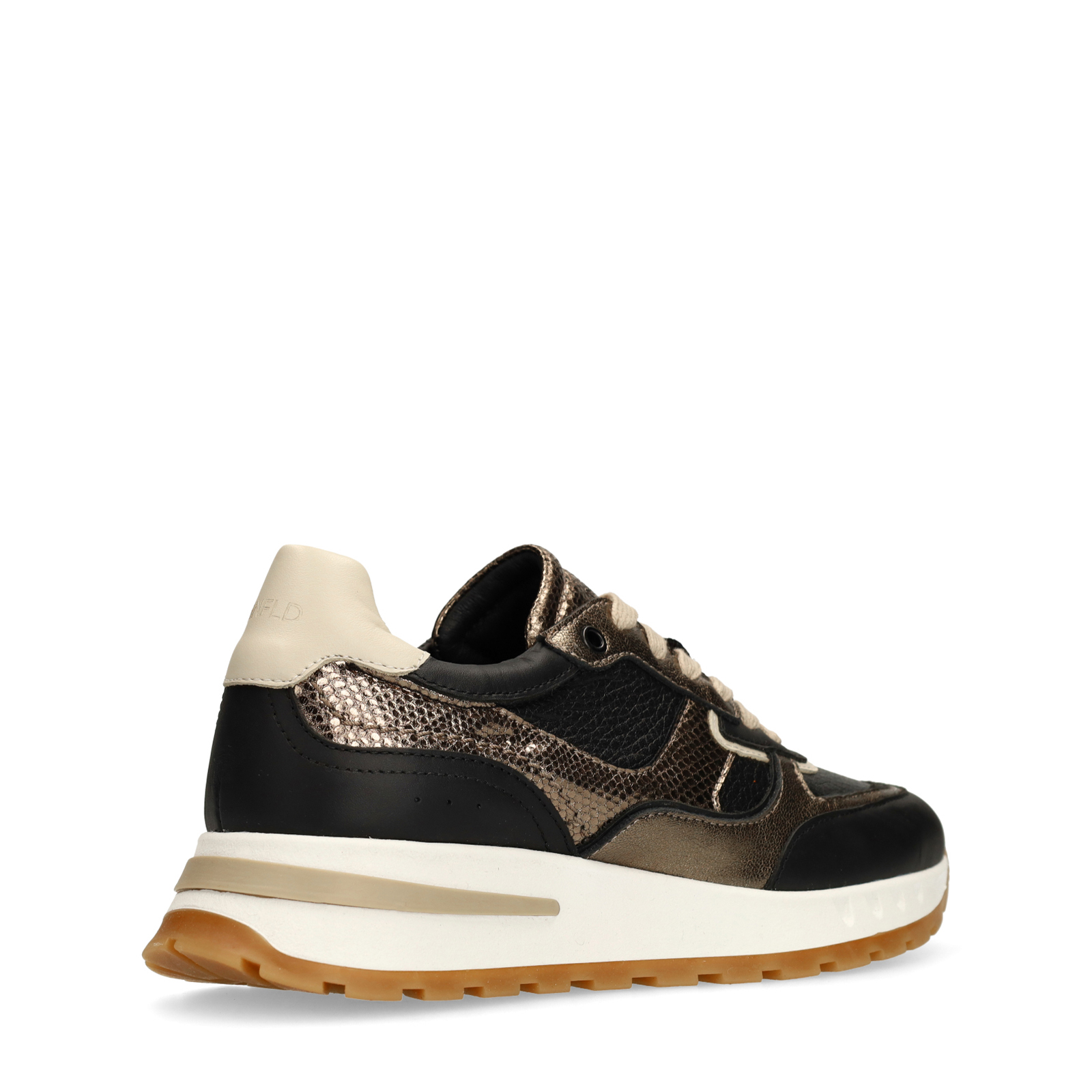 Zwarte leren sneakers met metallic details