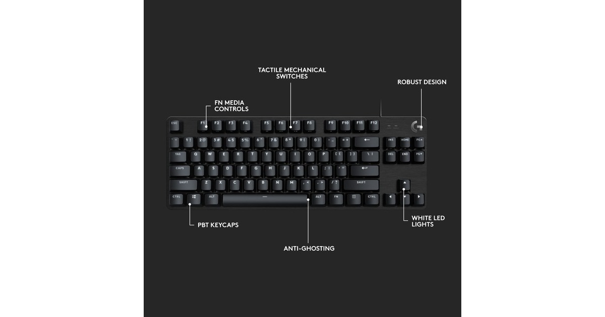 LogitechG413 TKL SE Mechanical Gaming Keyboard  (Zwart, US-International, GL Tactile)
