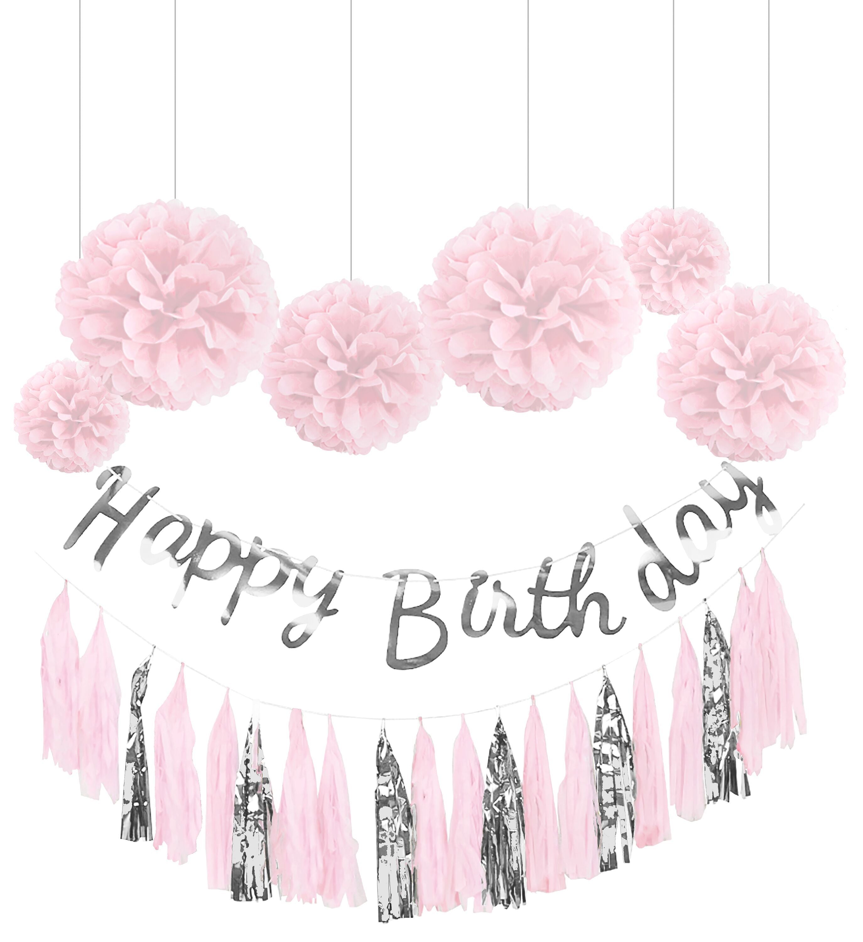 JACKY Party Set rosa, silber 8 tlg. - Rosa, Silber