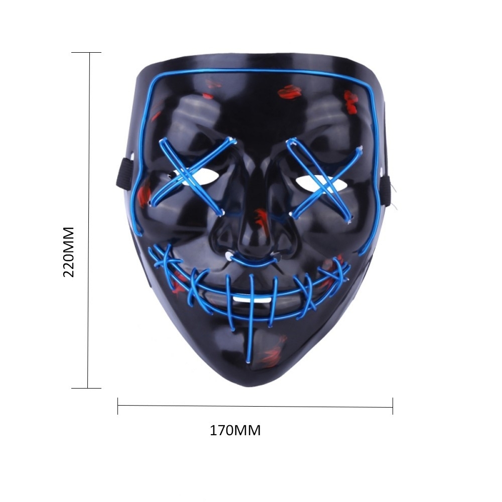 LED Monster Purge Maske Fasnachts Halbmaske Kostüm Zubehör Motto Party Accessoire Halloween Foto Requisite - Violett / Schwarz