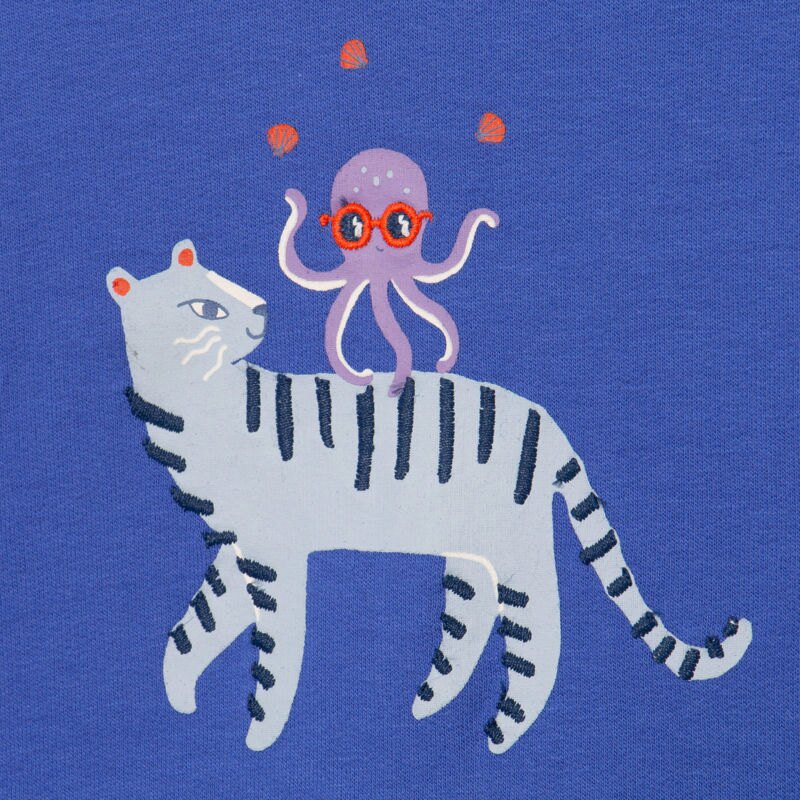 Sweat bébé garçon poulpe et tigre bleu Catimini Bleu