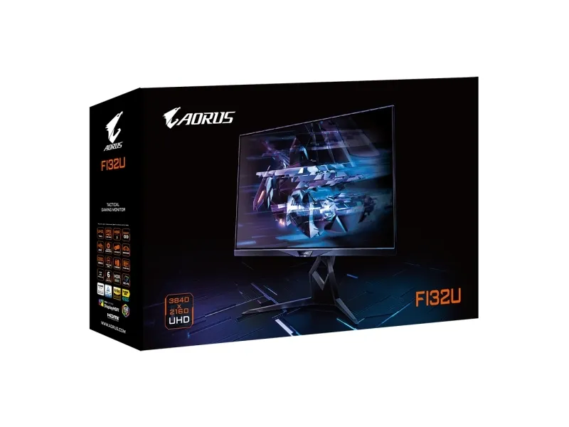 [OUTLET] - GIGABYTE AORUS FI32U 31.5” UHD Pro Gaming Monitor -3840 x 2160 (UHD), 144Hz, 1, KVM, 350 cd/m2, FreeSync Premium Pro, Display HDR400, HDMI 2.1, Displayport 1.4