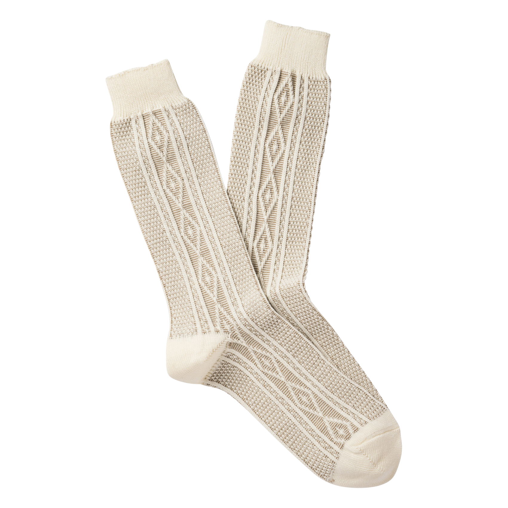 ARAN - Chaussettes en tricot irlandais en coton mélangé| Blanc