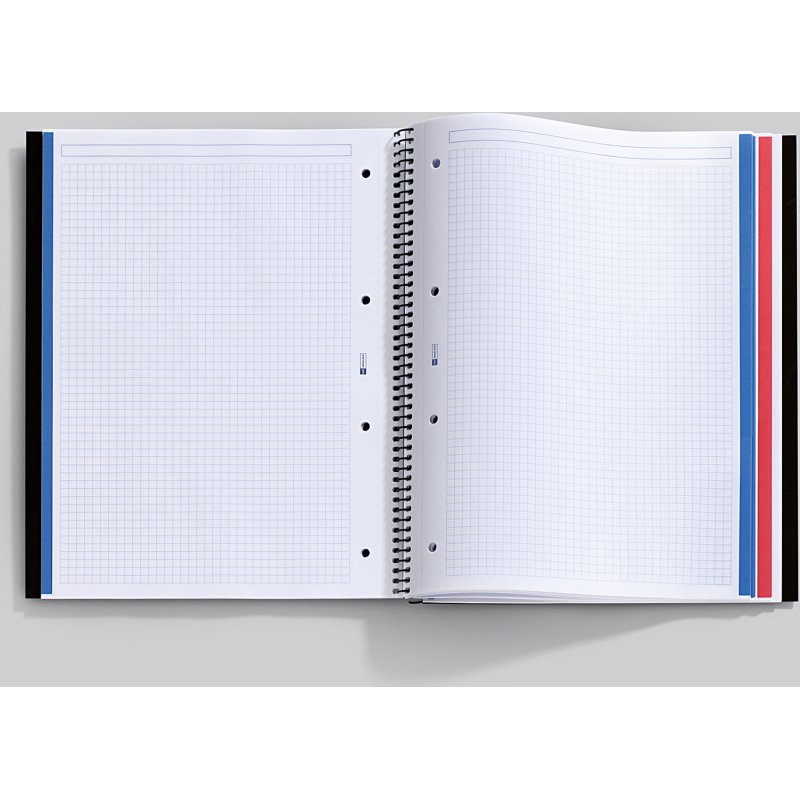 Notebook The Original, Couverture souple, A4, quadrillage 5x5 mm + Lisse, 120 feuilles de 2 couleurs, Miquelrius, Noir, Professionnel.