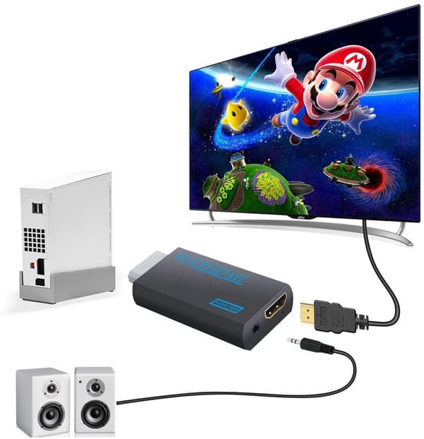 INF Nintendo Wii til HDMI-omformer - full HD 1080p Sort