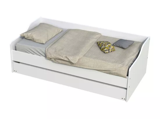 Lit gigogne SWEET 90x190 + 2 sommiers + 1 tiroir-lit / Blanc