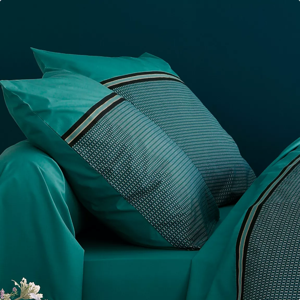 Taie d'oreiller carrée percale de coton (65 x 65 cm) Gustav Vert émeraude