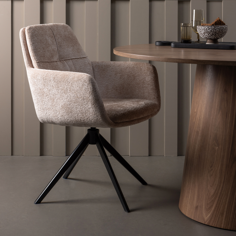 WOOOD Maan eettafel Ø120 donkerbruin
