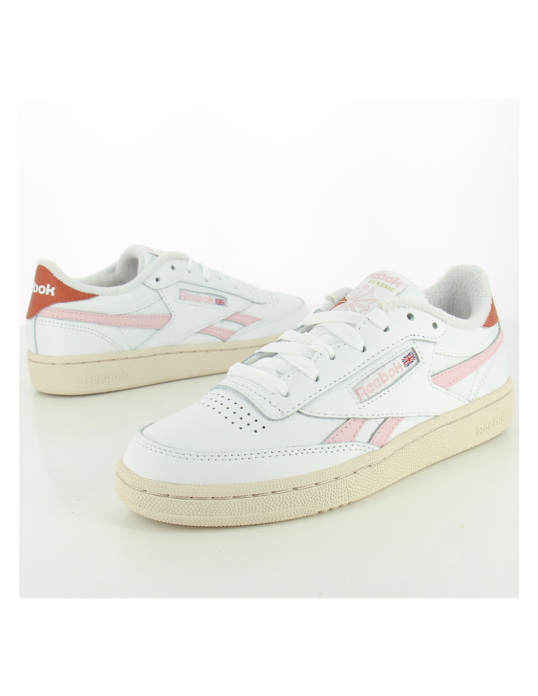 reebok sneakers mixte club c revenge cuir blanc/rose
