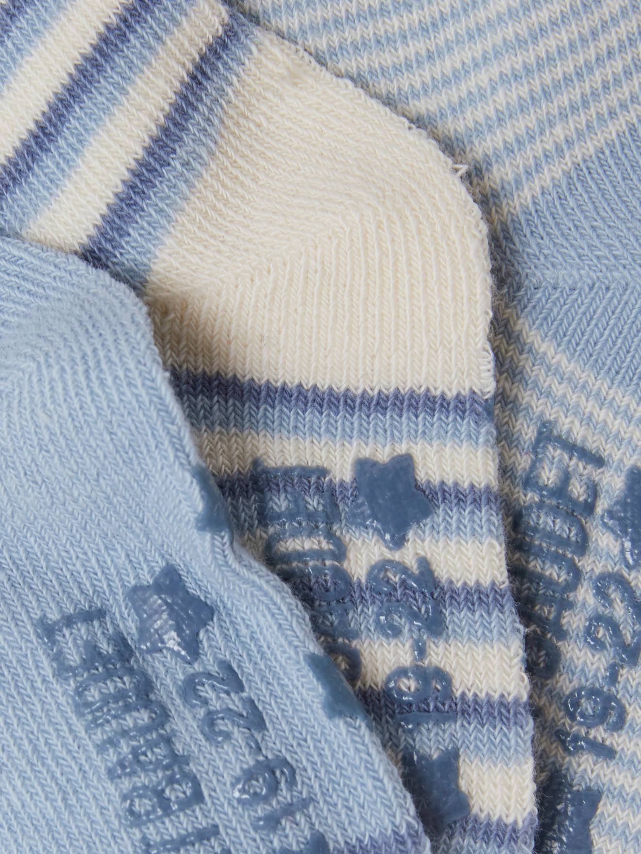 Pacote com 3 pares de meias listradas para bebê menino, azul médio, bicolor/multicoloridas