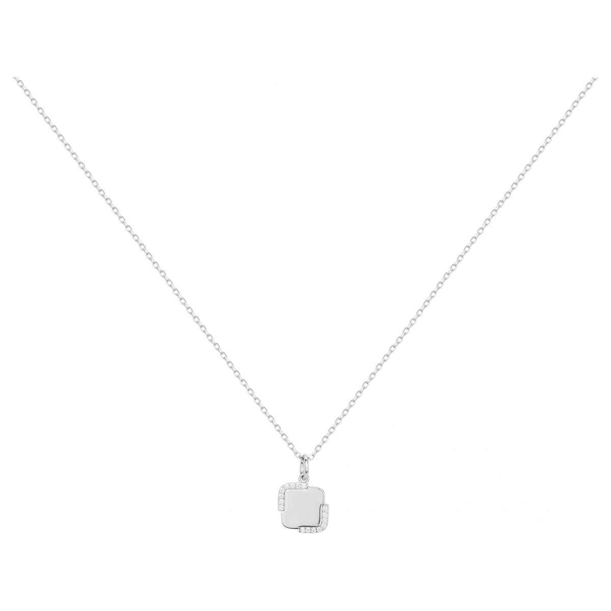 Collier mono-motif en Argent avec oxyde de zirconium blanc