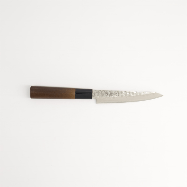 Roestvrij Staal Petty Mes 12cm Gehamerd Stijl (Houten Handvat)