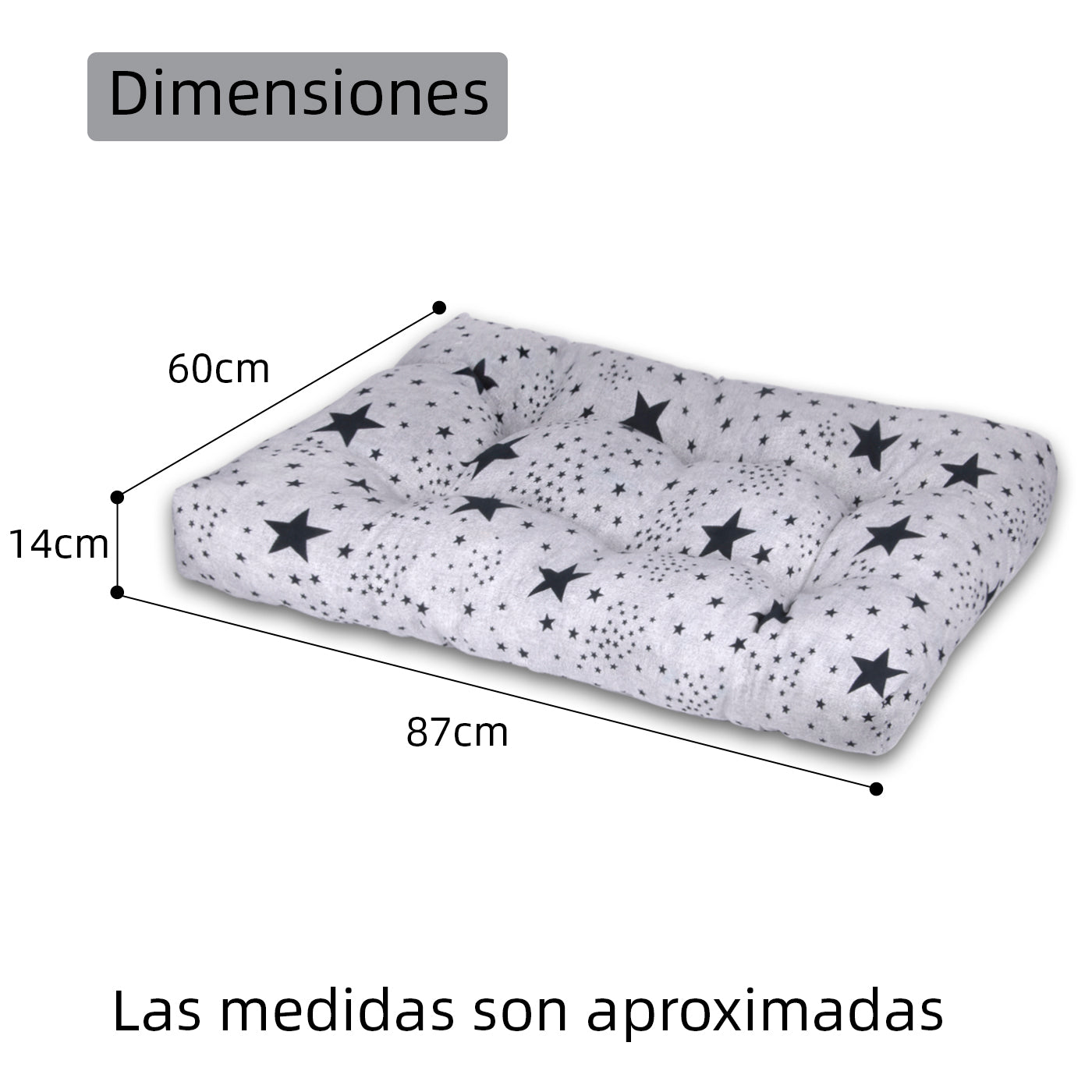 HOME MERCURY - Cama para animais de estimação, colchão para cães, tapete reversível estampado com enchimento de espuma para uso interno e externo (médio, estrelas)