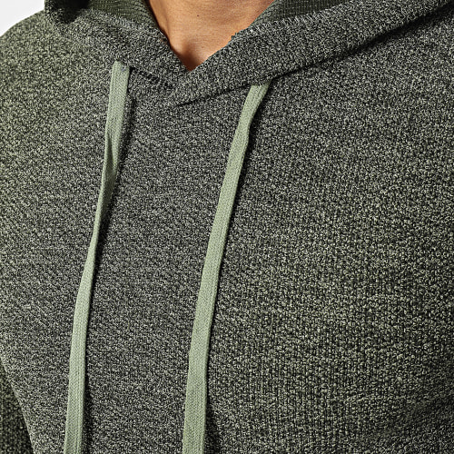 Sweat Capuche Vert Kaki Chiné