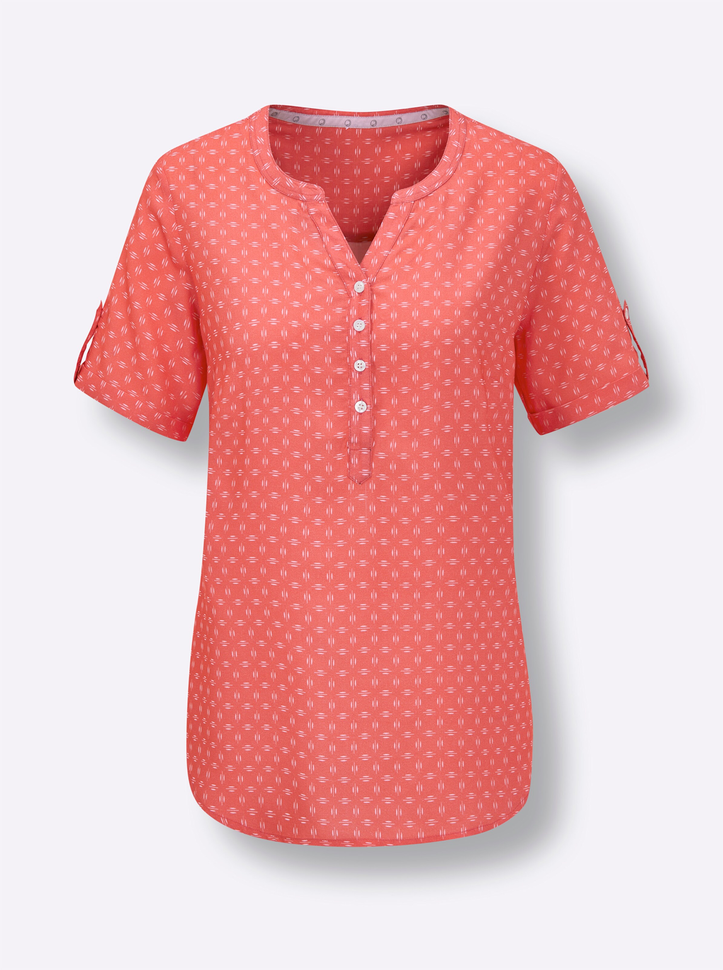 CREATION L PREMIUM Modal-Bluse in koralle-weiß-bedruckt