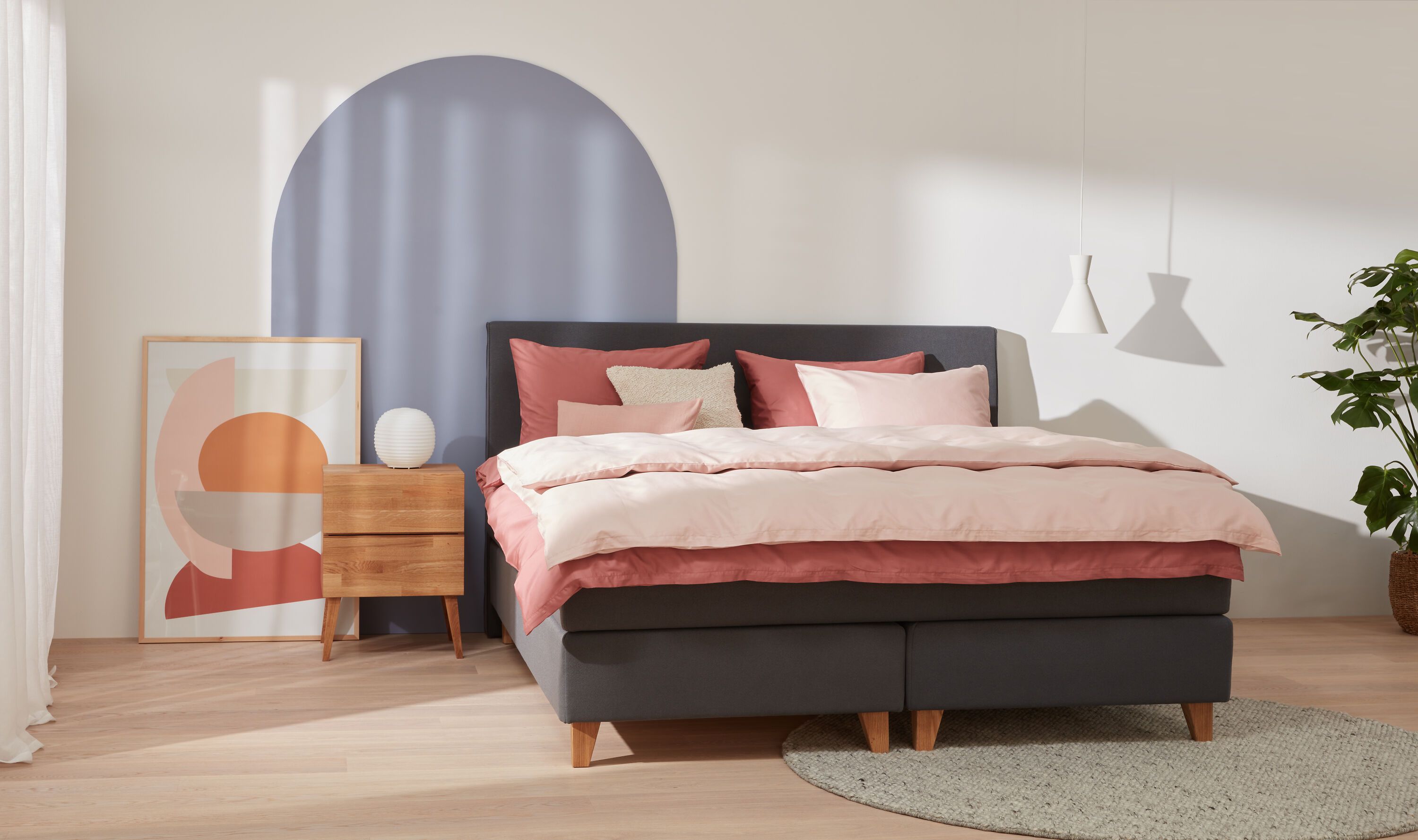 bico GOODNIGHT Boxspringbett - Perlgrau / B: 180.0 cm x T: 200.0 cm