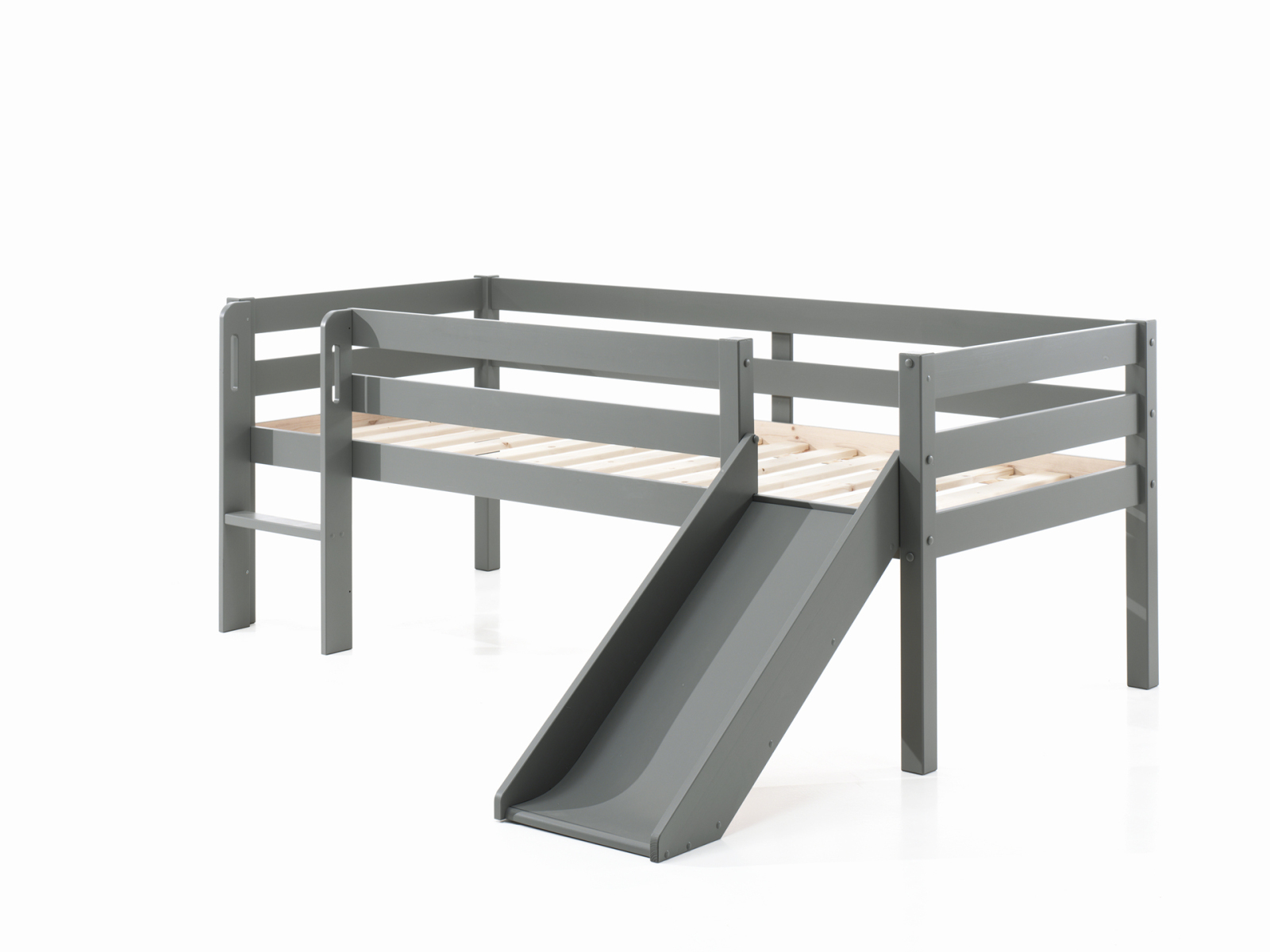 Kojen-Spielbett - grau - Leiter - Rutsche - 90x200 cm