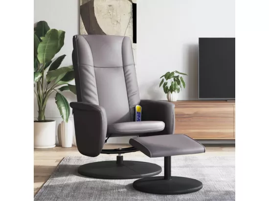 Fauteuil inclinable de massage avec repose-pied gris similicuir