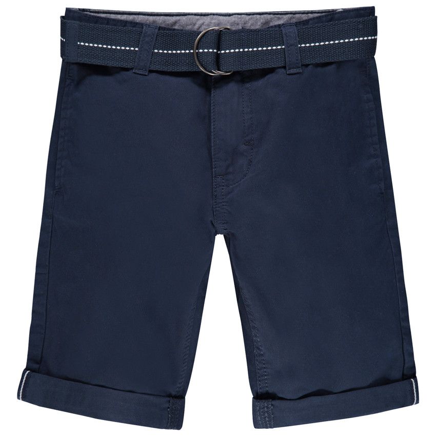 Bermuda uni en toile à ceinture amovible - Bleu marine