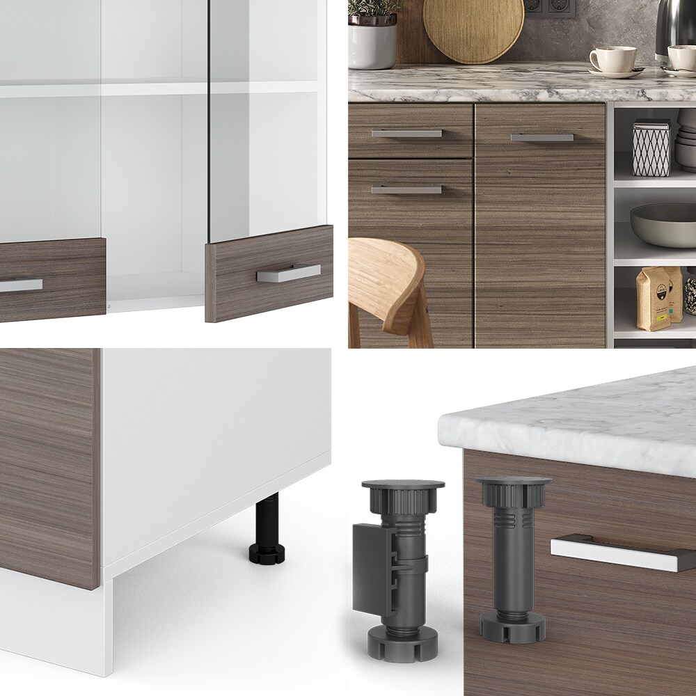Vicco Küchenzeile Küchenblock Einbauküche R-Line 240 cm Weiß Edelgrau Küche