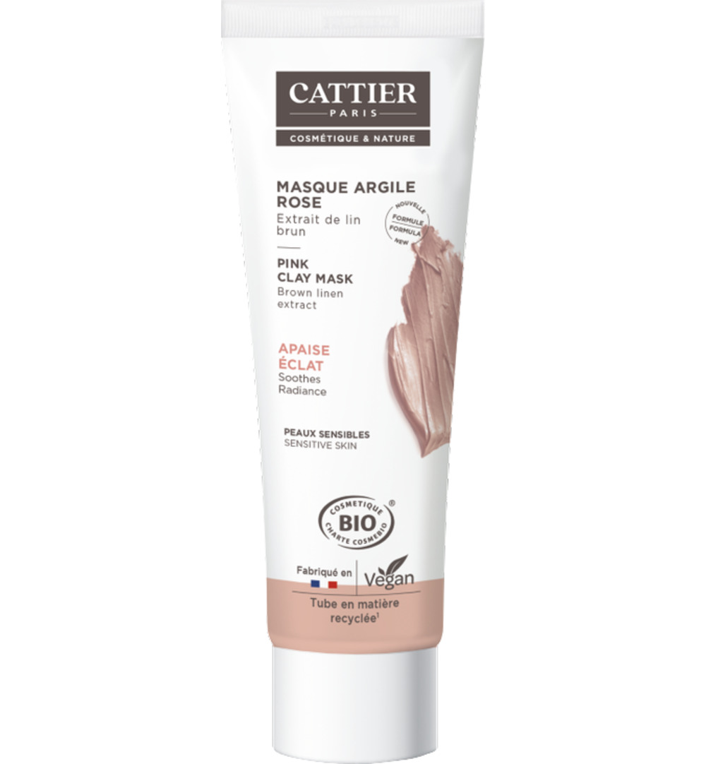 Cattier Roze klei masker aloe (100 ml)