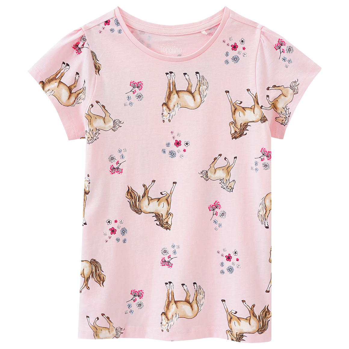 Topolino Mädchen T-Shirt mit Pferde-Allover rosa