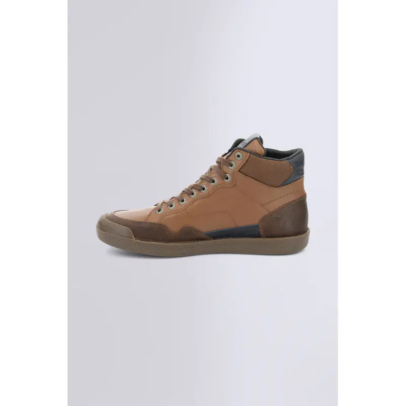 KICK TRIPARTY CAMEL COGNAC MARINE SNEAKERS HAUTES Cuir Homme