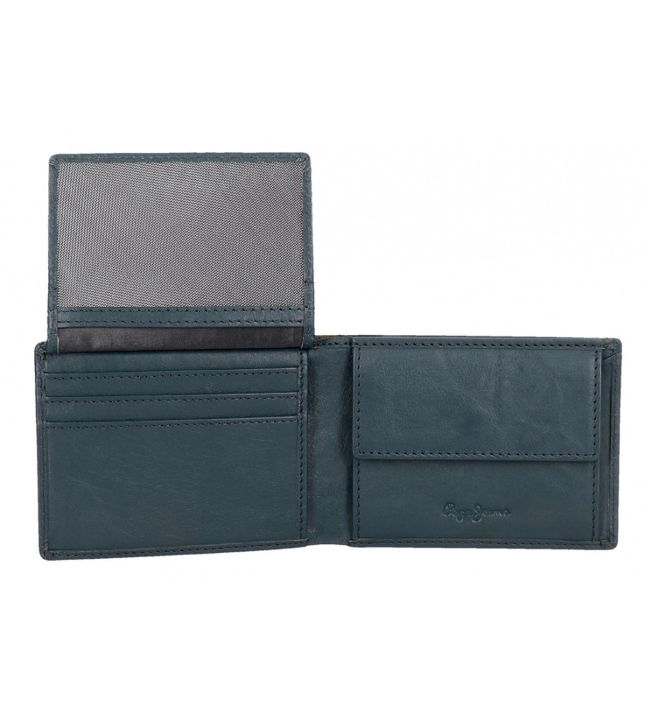 Carteira Pepe Jeans Marshal em couro azul marinho