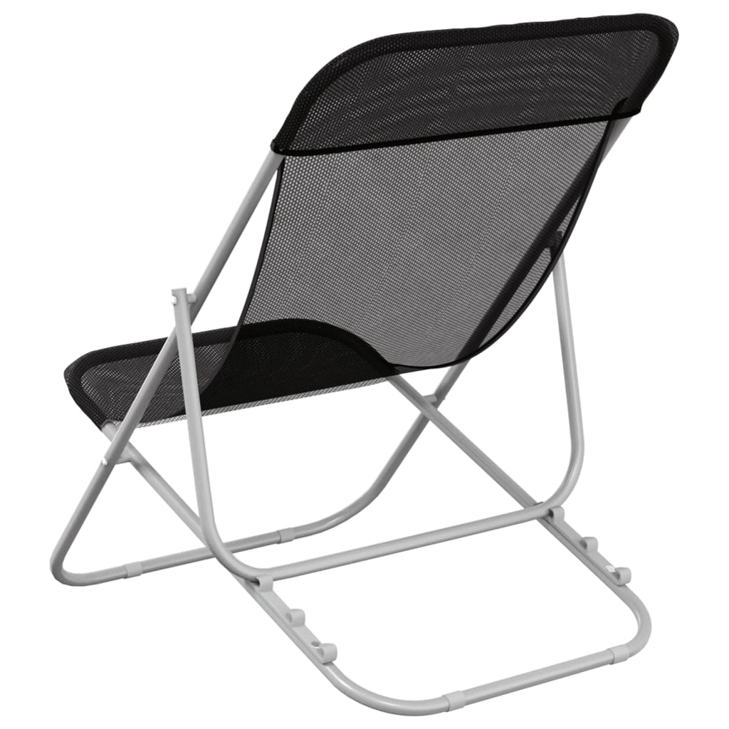 Chaises de plage pliantes 2pcs textilène acier enduit de poudre