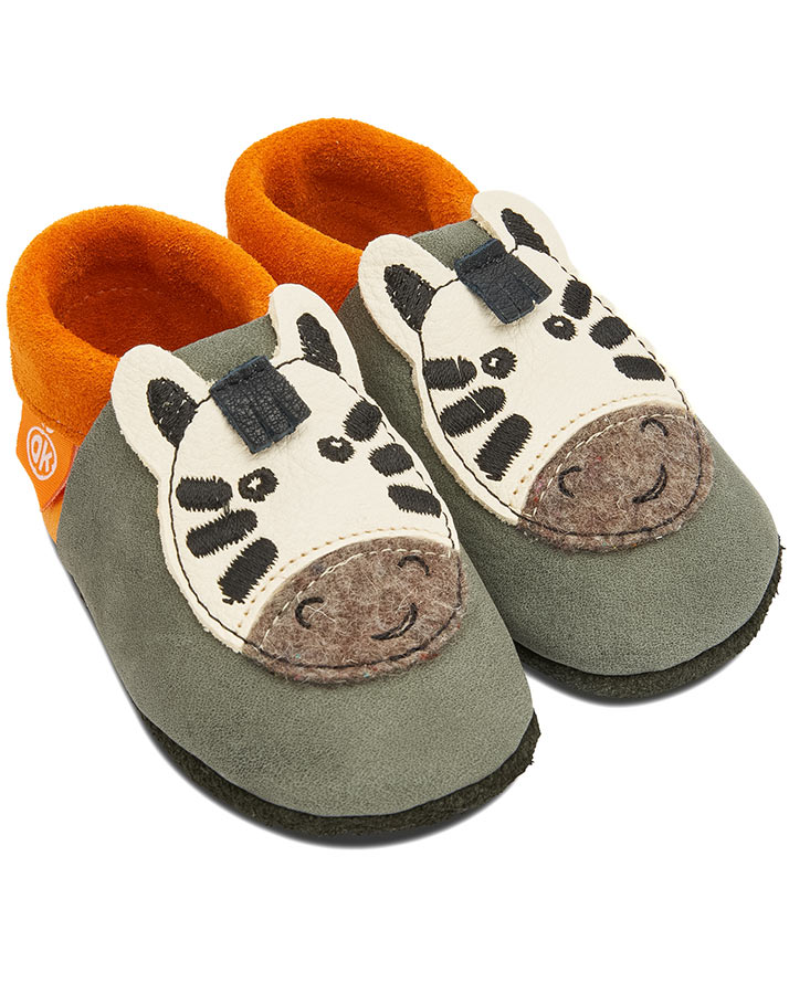 Leder-Hausschuhe ZUMA DAS ZEBRA in grau