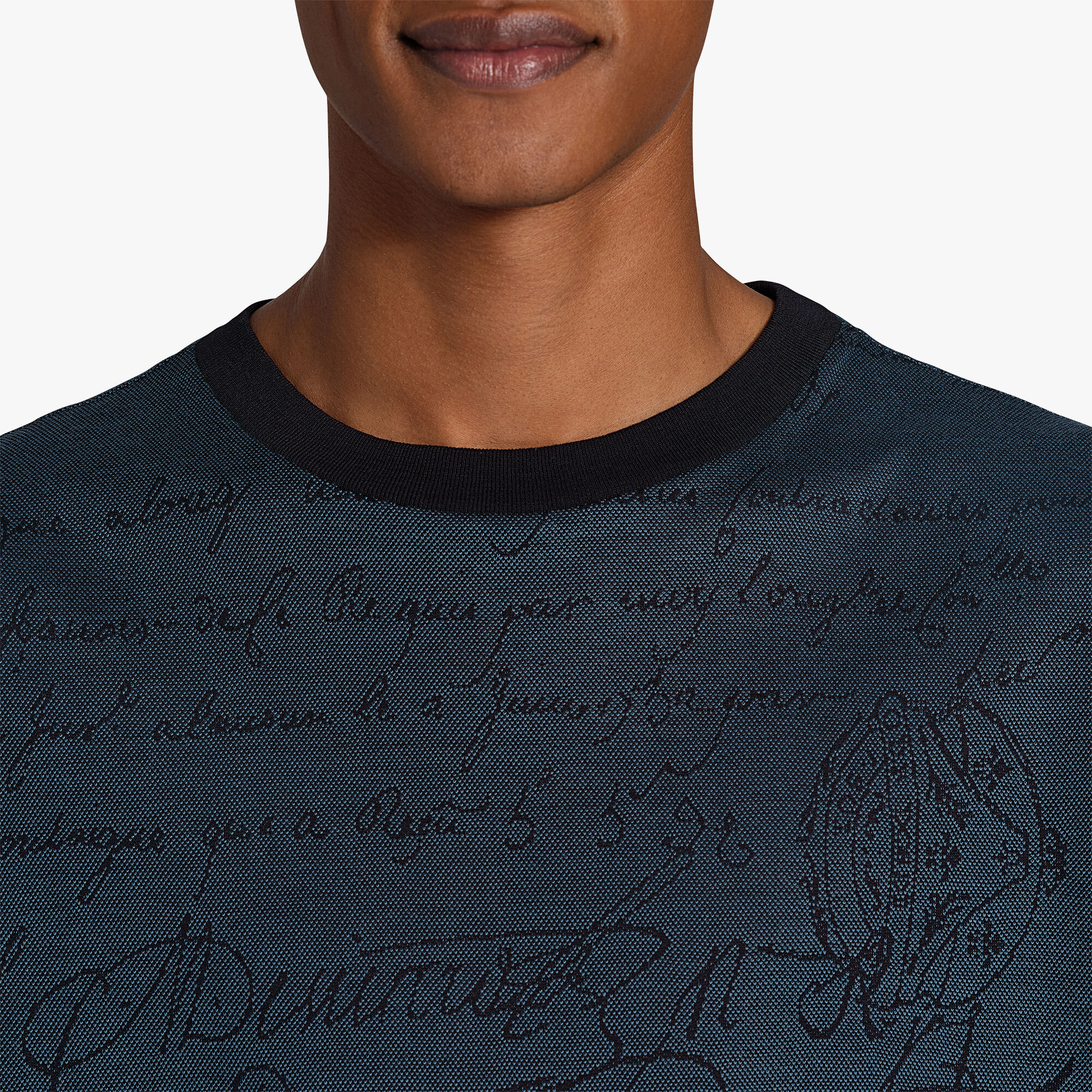 T-Shirt En Jacquard Scritto All-Over
