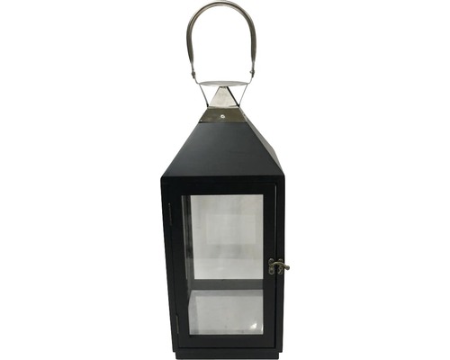 Houten lantaarn, zwart, 19 x 19 x 49,5 cm