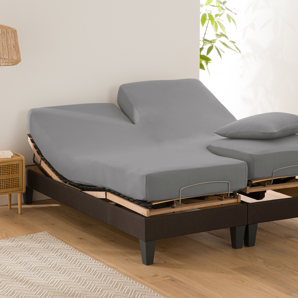 LA REDOUTE INTERIEURS<br>Lençol de algodão liso com elástico, base de cama ajustável, Scenario