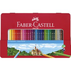 FABER-CASTELL Crayons de couleurs CASTLE, étui métal de 36