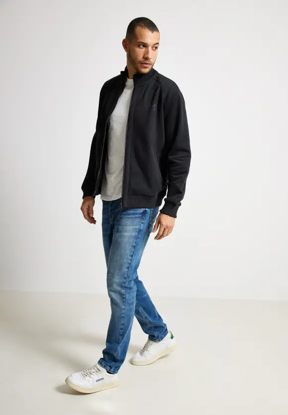 Sweatjacke mit Troyerkragen - Black