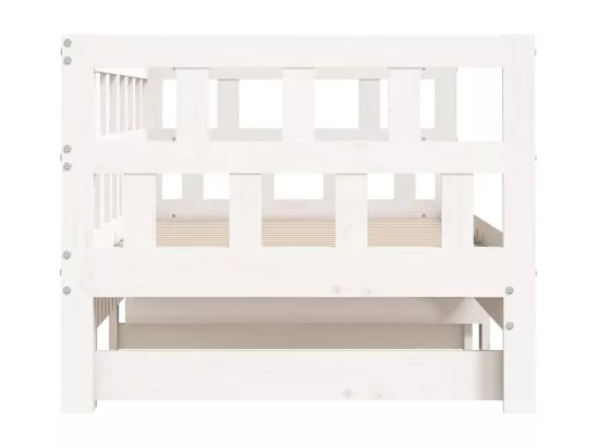 Lit de jour avec lit gigogne blanc 90x190 cm bois de pin massif