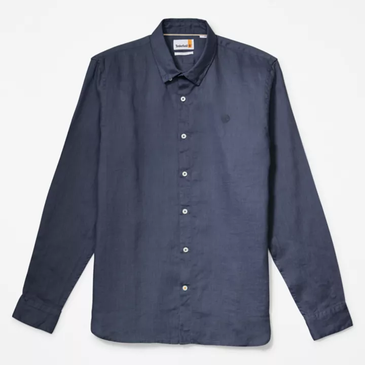 Chemise en lin Mill Brook pour homme en bleu foncé
