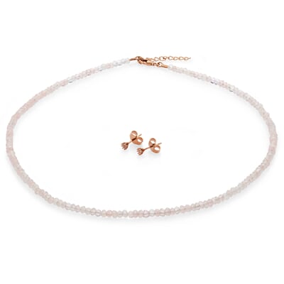 Ohrstecker Rosenquarz, Roségold