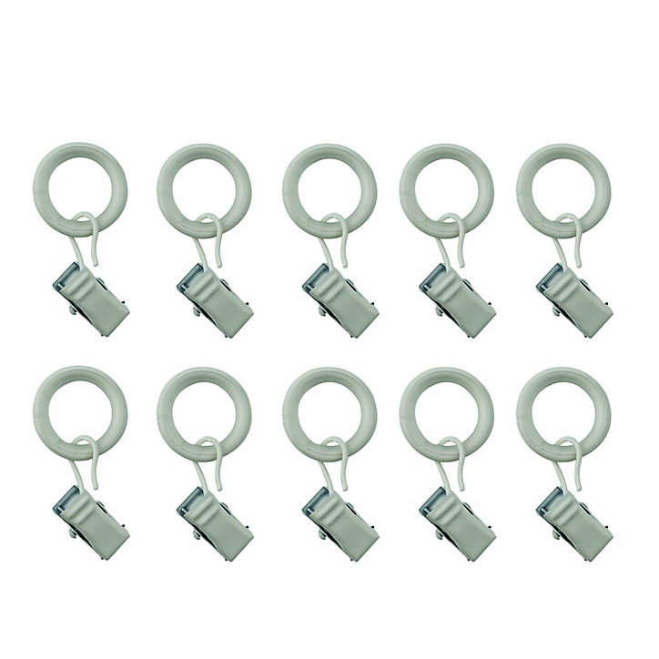 10 anneaux clip pour barre à rideau Anafi GoodHome ⌀16/19 mm blanc