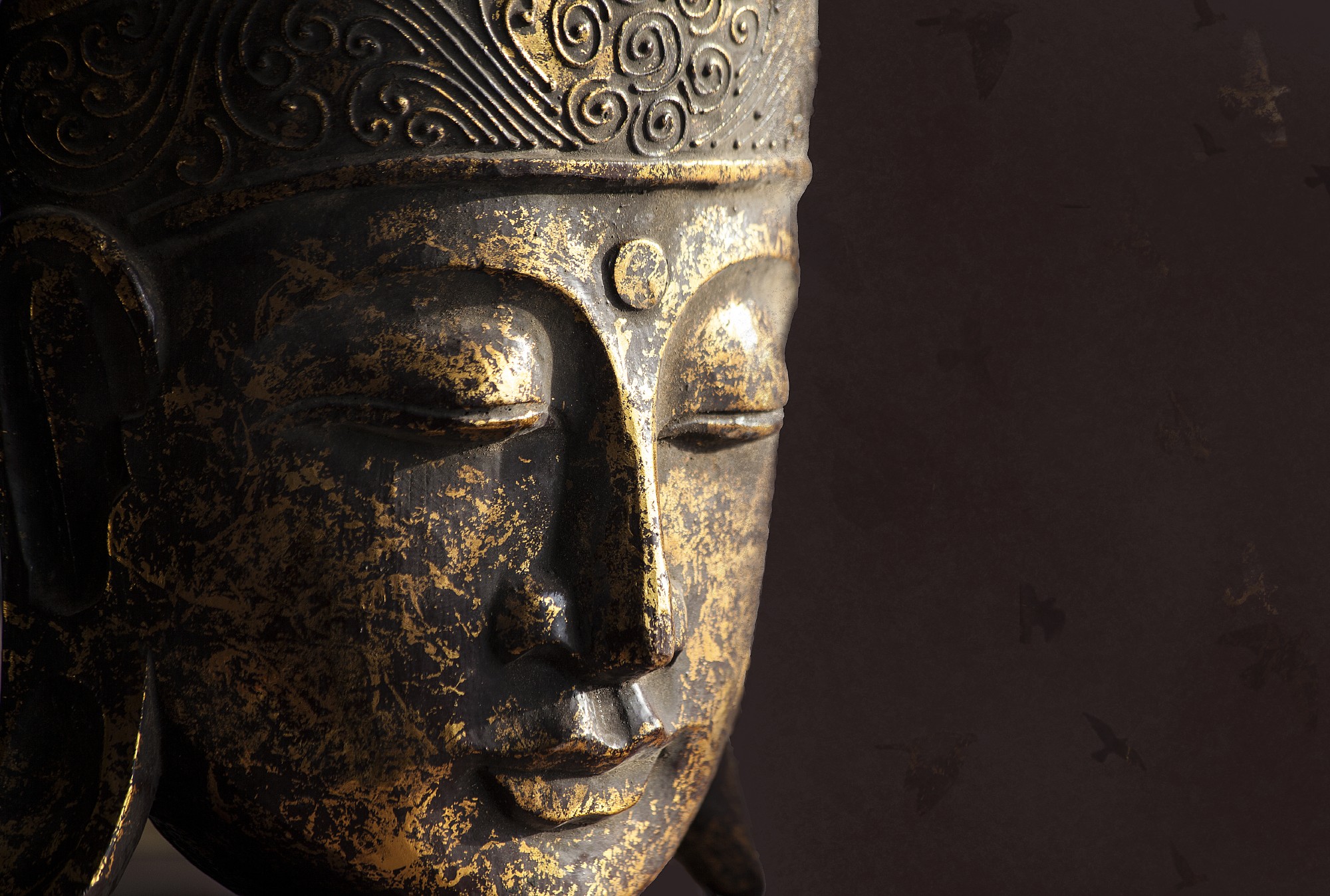 Buddha-Maske, antikrot, T 32 cm, B 22 cm, H 10 cm von fischer's lagerhaus