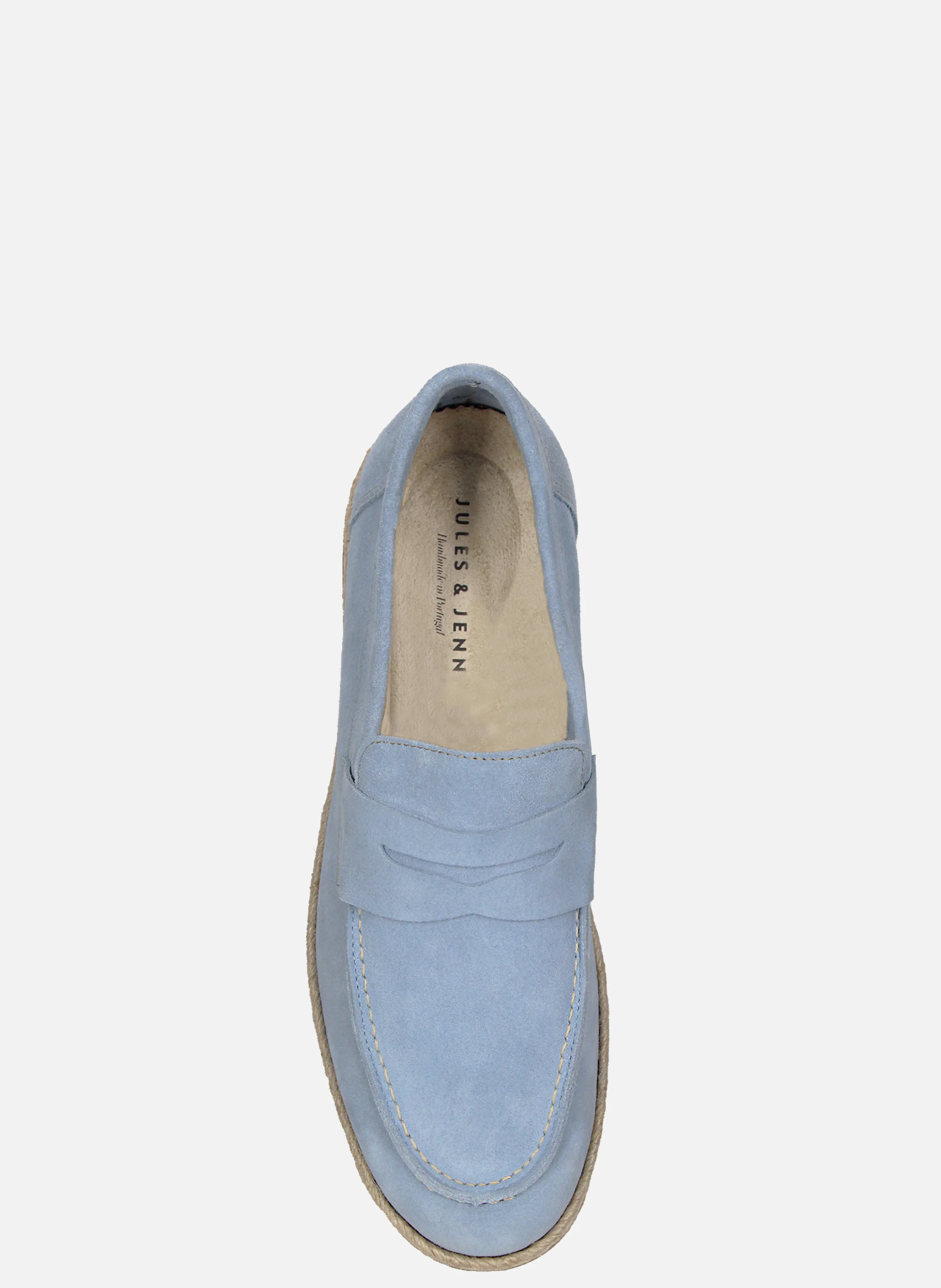 Mocassins espadrille cuir daim | Bleu