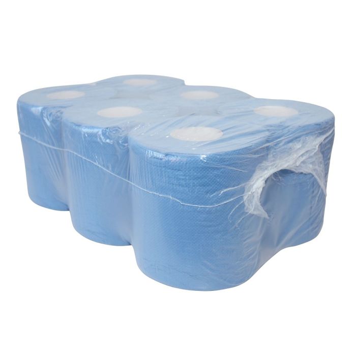 6st Midi rollen poets papier blauw 2laags 150m 400vel geperforeerd BOVE (8308000)